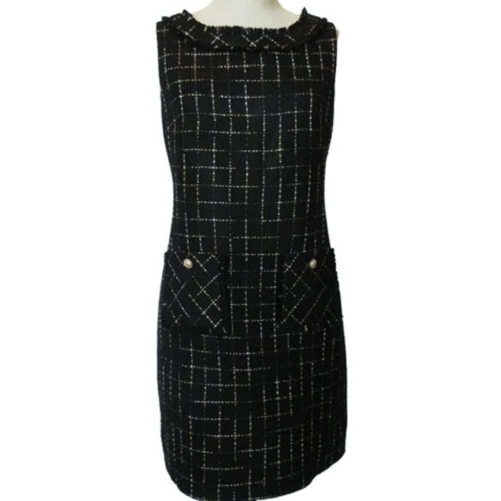 𝅺Karl Lagerfeld Paris Tweed Sleeveless Shift Dress